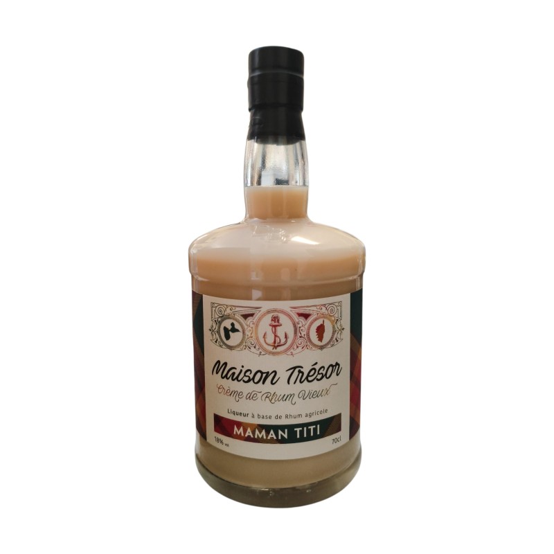 Crème de rhum Maman Titi MAISON TRÉSOR bouteille verre