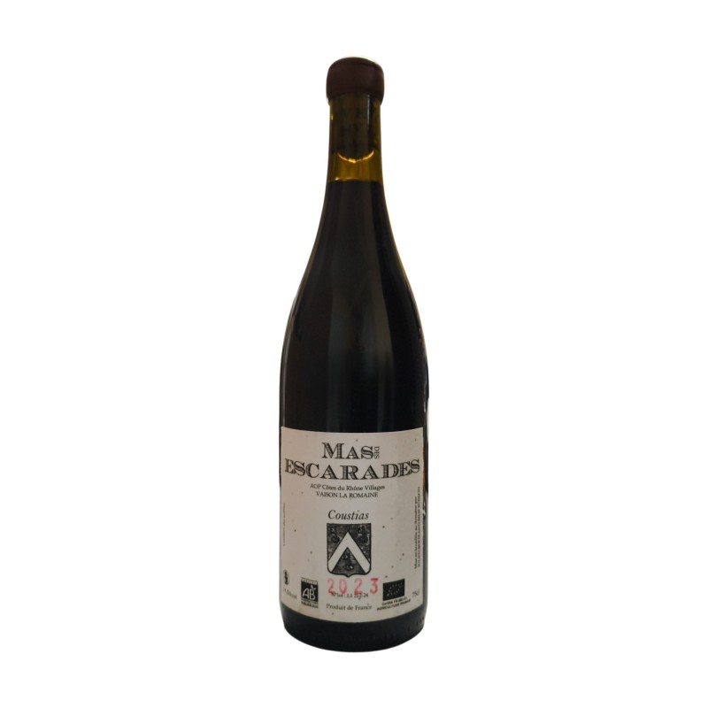 Vin rouge Mas des Escarades Coustias 2023 verre