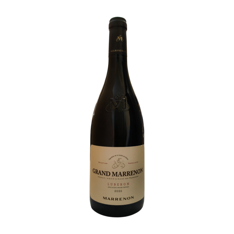 Vin rouge Grand Marrenon Luberon 2022 bouteille verre
