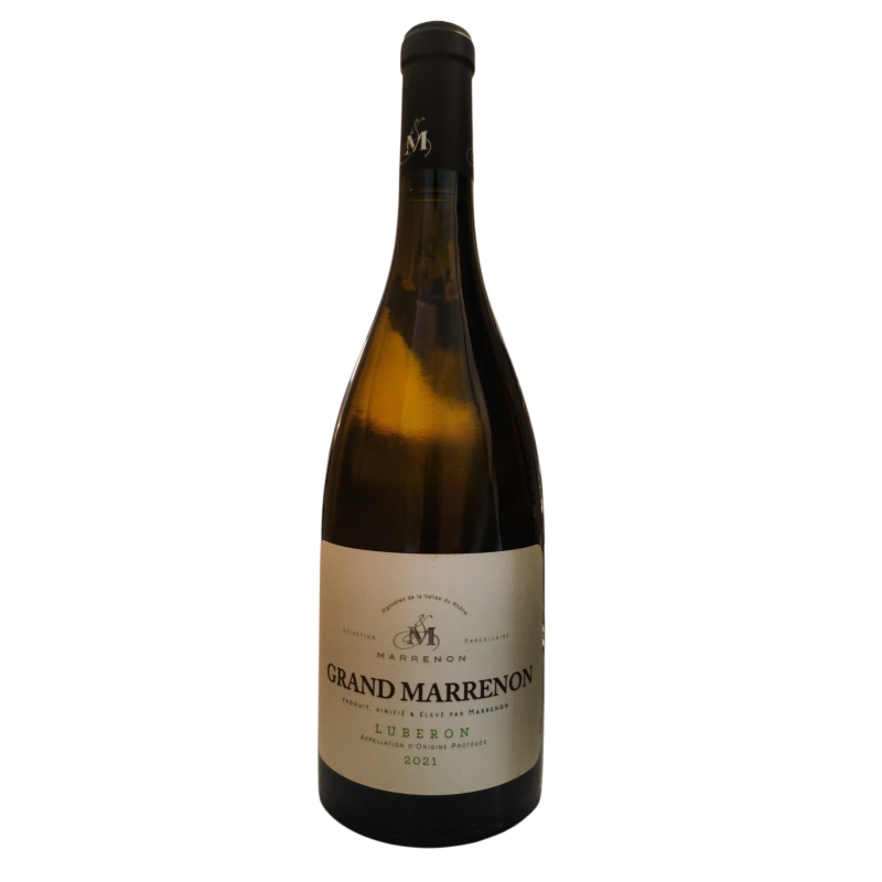 Vin blanc GRAND MARRENON LUBERON 2021 bouteille verre