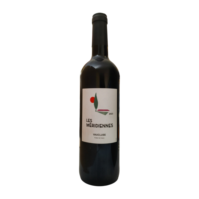 Vin rouge LES MÉRIDENNES Vaucluse 2023 bouteille verre